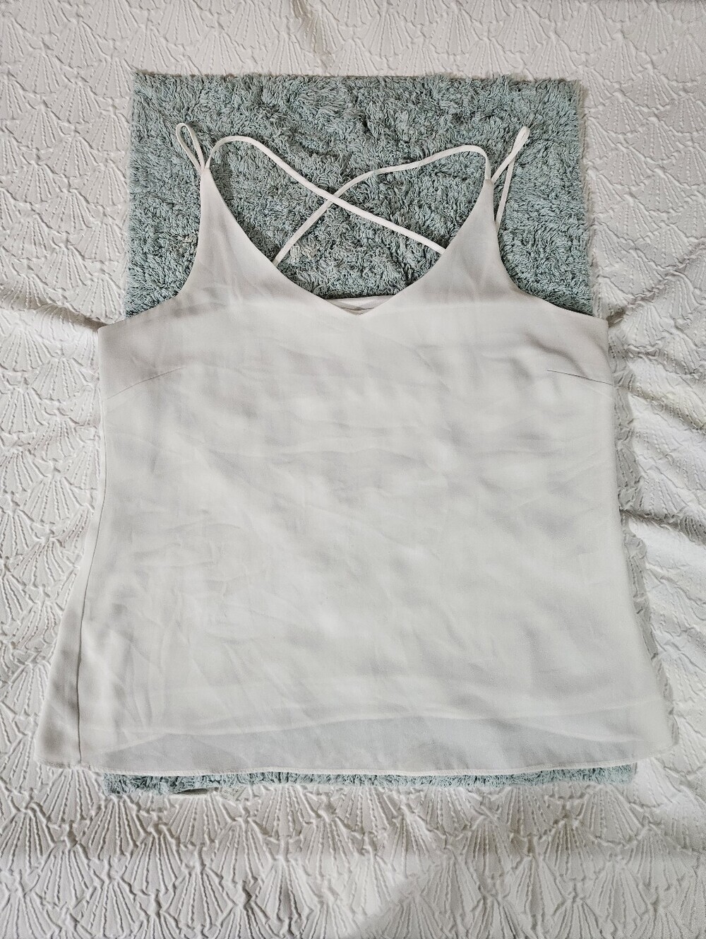 Rose & Olive Women’s White Crisscross Strappy Cami Top Size XL